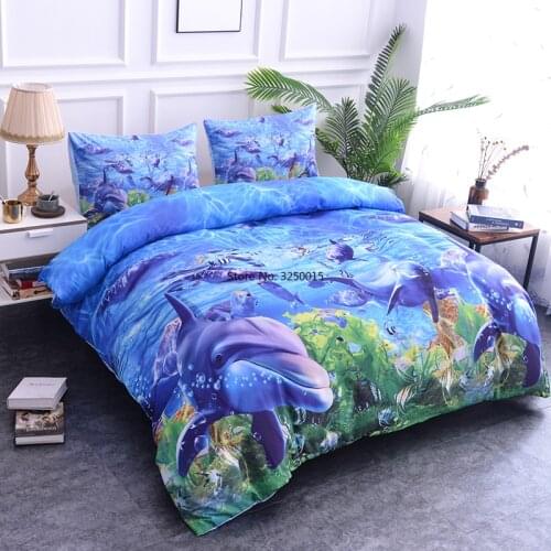 Animal Blue Whale 3D Bedding Cover Down Quilt Cover Pillowcase Bedding Double Queen King Bed Student Dormitory Decoration
