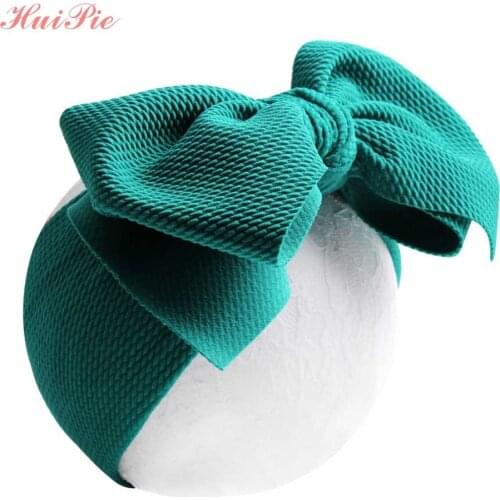 7 Inch Big Bow Headband For Girls 2019 Solid Large Hair Bows Elastic Turban Head Wraps Kids Top Knot Hairband Hair Accessories