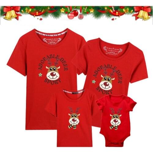 Christmas Deer Family Matching Father Mother Daughter Son Print Family Look Clothing Xmas Kids Girl Boys T-shirt Baby Romper