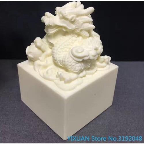 Fruta de marfil talla de precisión Xianglong jade sello grande xianglongtou sello de escritorio manualidades para la Oficina orn