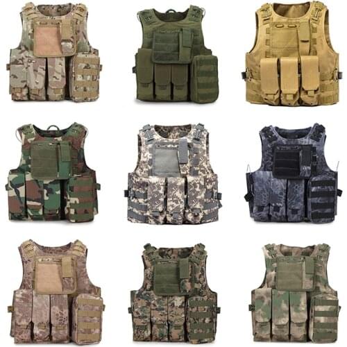 Tactical Vest Amphibious Battle Military Molle Waistcoat Combat Assault Plate Carrier Vest Hunting Protection Vest Camouflage