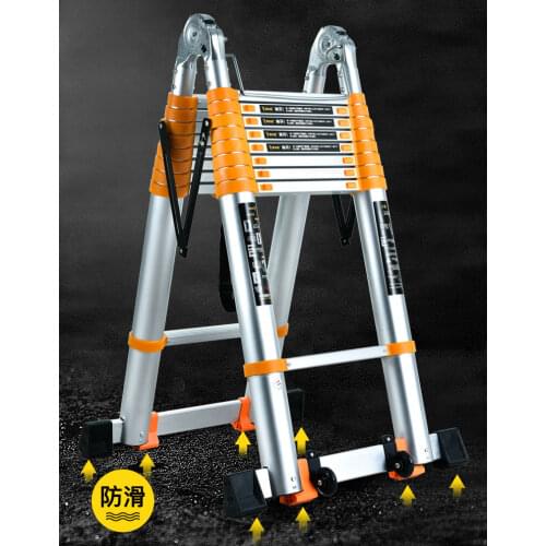 Telescopic ladder herringbone ladder household folding ladder multi-function elevator thickened aluminum alloy