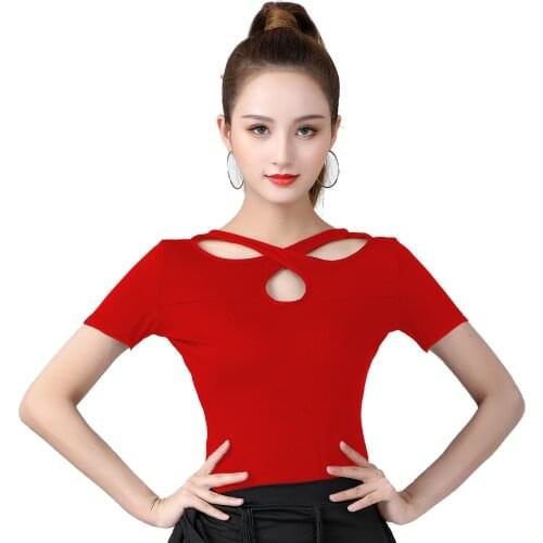 Latin Top Women Latin Dance Basic Top Girl Dancewear Sexy Latin Ballroom Samba Tango Flamengo Dancing Practice T-shirt Costume