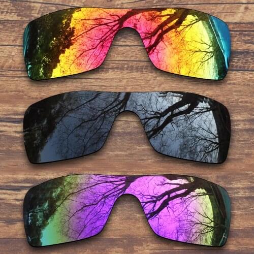 ToughAsNails 3 Pieces Black.Fire Red.Purple Polarized Replacement Lenses for Oakley Batwolf OO9101 Sunglasses