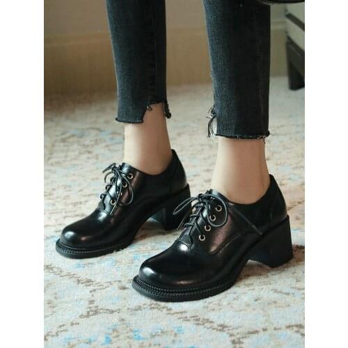 EshtonShero Women Pumps Fashion Heels Lace Up High Shoes For Summer Shoes Black Thick High Heels Femme Square Heels Size 3-8