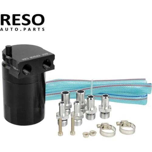 RESO-Universal Oil Catch Can Tank For Petrol Diesel Turbo Tank Reservoir Filter Kits With 11mm/13mm/15mm Fittings