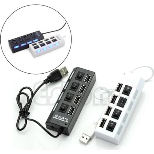HOT SELLER 4 Port USB 2.0 High Speed Hub ON/OFF Indicator Led Sharing Switch For Office Family Laptop/Tablet PC Brand New