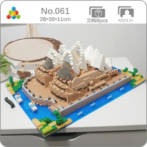 YZ 061 World Architecture Sydney Opera House Sea Ship Boat Tree DIY Mini Diamond Blocks Bricks Building Toy for Children no Box