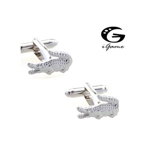 Crocodile Silver Colour Quality Copper Material Unique Crocodile Style Cuff Links
