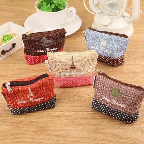1pcs Unisex Canvas Purse Card Key Mini Purse Pouch Canvas Bag Small Zipper Coin Purse Card Holder Wallet Four Colors Available
