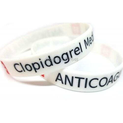 100pcs CLOPIDOGREL medicated MEDICAL AWARENESS ALERT anticoagulant wristband silicone bracelets free shipping by ePacket A