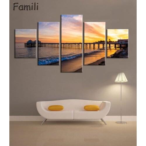 5Pcs/set Wall Art Painting Canvas Painting Surf At Sea Natural Beauty Painting Modern Picture Home Decor For Living Room gift