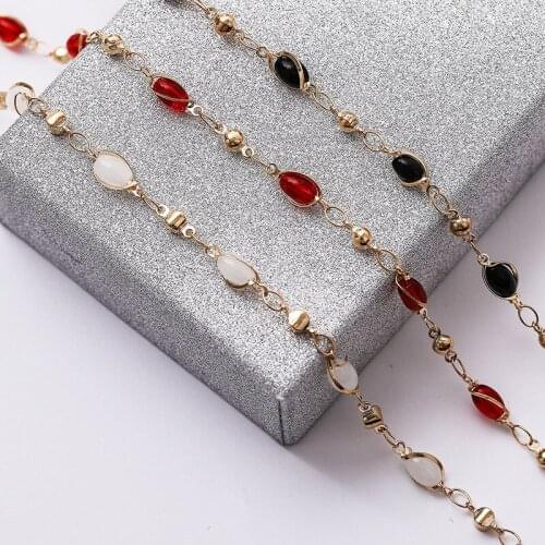 6mm White Red Black Beads Chains Handmade Jewelry Copper Women Necklace Chain For DIY Women Jewelry 5m/roll Wholesale
