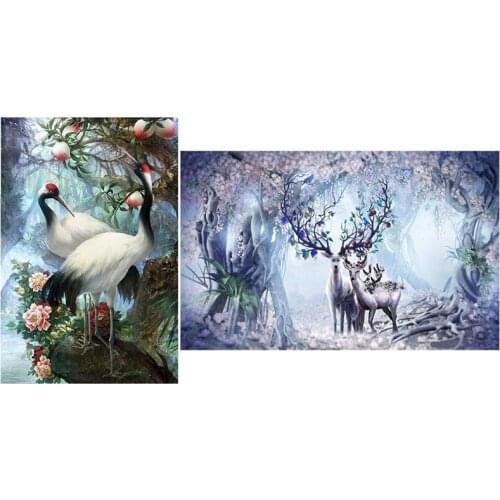 Diy 5D Diamond Painting, Rhinestone Elk House & Diamond Painting Animal 5D Diamond Embroidery Sale Flower And Tree