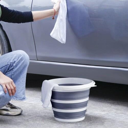 Car 10L Folding Bucket Round Fishing Bucket Portable Folding Ice Bucket Car Wash Bucket Mop Bucket