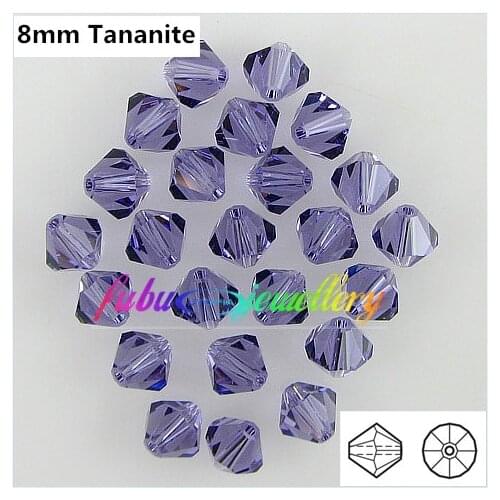 Free Shipping! 144pcs/Lot, AAA Chinese Top Quality 8mm Tanzanite Crystal Bicone Beads