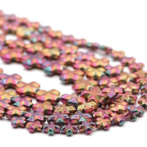 Cross Jesus Rose Red Hematite Natural Stone Spacer Loose Beads For Jewelry Making Handmade DIY Bracelets Accessories 6/8/10MM