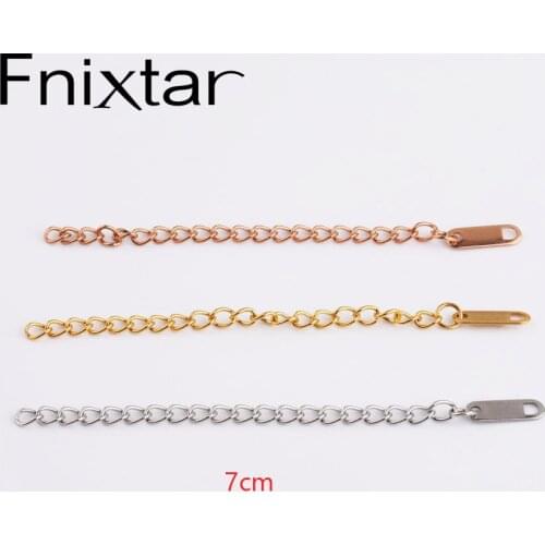 Fnixtar Stainless Steel Extender Chain With Rectangle Charm DIY Extended Extension Chain Jewelry Finding 7cm 50piece/lot