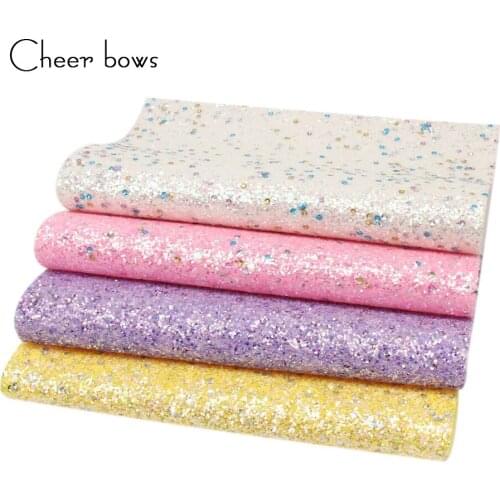 Cheerbow Glitter Fabric Sheet Set 4 colors Shiny Handmade Hairbow Material Apparel Sewing Cloth Accessories DIY Crafts Supplier