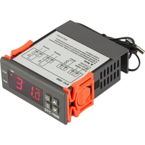 STC-1000 10A AC/DC 12V 24V 110V 220V Two Relay Output Digital Temperature Controller Thermostat -50~99C 1m Sensor for Incubator