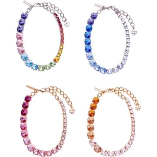CSxjd 2021 New luxury gradient color crystal multicolor necklace and earrings banquet dress accessories