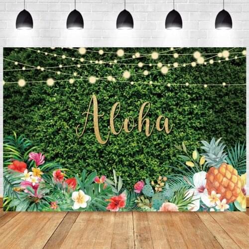 Aloha Photo Backdrop Green Grass Luau Happy Birthday Party Rustic Tropical Flower Photography Background Banner Decoration