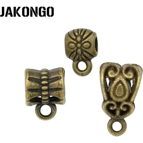 JAKONGO 20pcs Antique Bronze Bails European Beads for Making Bracelet and Necklace Pendants fit Handmade Charm Connectors