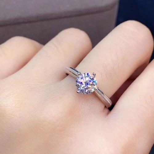 Crackling moissanite gemstone ring for women jewelry engagement ring for wedding 925 sterling silver ring birthday gift