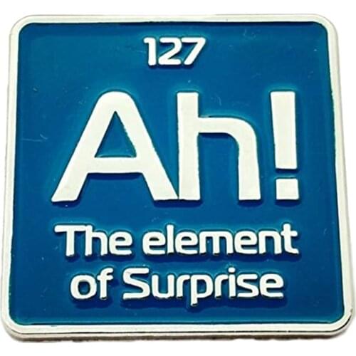 Ah! the element of surprise science pin periodic elements badge chemist nerdy collection