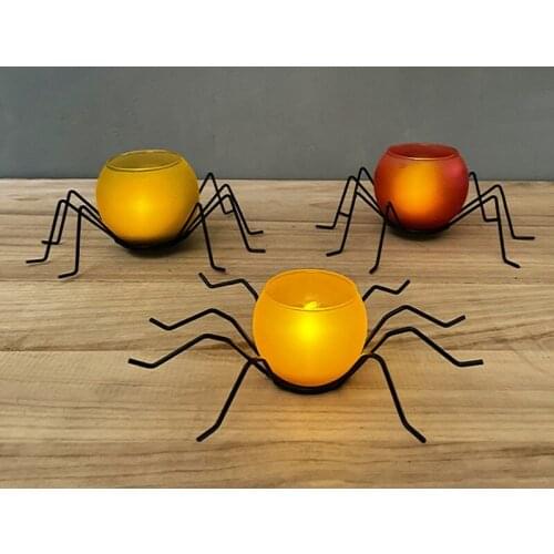 Creative Spider Shape Candlestick Light Halloween Candle Holder Lamp Party Ornament Spider Night Lamp For Home Decor Kids Gift