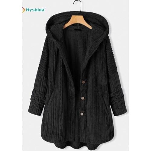 Autumn and Winter New Hooded Single Breasted Loose Casual Plush Temperament Long Sleeve Jacket for Women