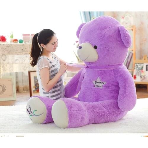 Stuffed toy large 150cm purple teddy Bear plush toy silk belt bear doll hugging pillow Christmas gift,b0787