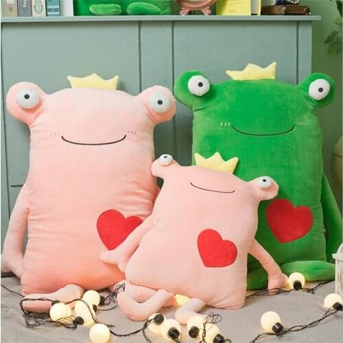 New Large Size Cute Crown Heart Frog Plush Toy Lovely Stuffed Animal Doll Cartoon Pillow Cushion Birthday Valentines Gifts 110cm