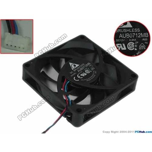 Detla Electronics AUB0712MB R00 DC 12V 0.24A 70x70x15mm Server Cooling Fan