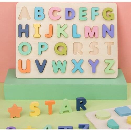 Newly Puzzle Baby Toys Kids Early Educational Montessori Toys ABC Puzzle Digital Wooden Toys Jigsaw Letter Alphabet Number Gifts