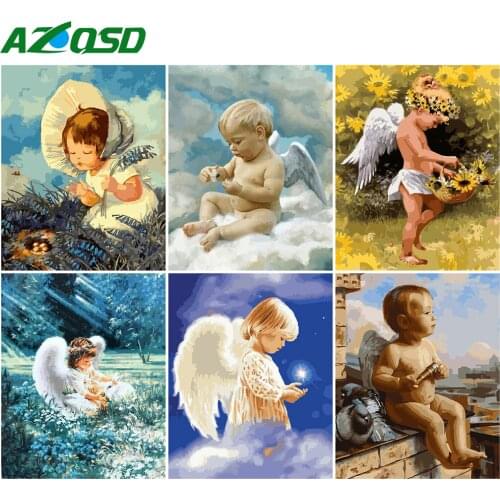 AZQSD 40x50cm Adult Coloring By Numbers Angel Home Bedroom Wall Artwork DIY Painting By Numbers Portrait Home Decoration