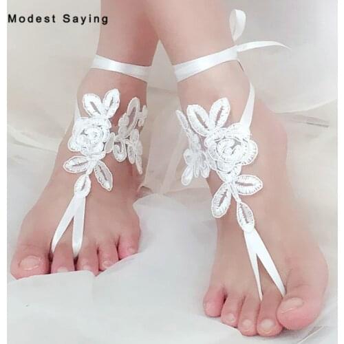 Real Picture Unique Fashion Lace Wedding Barefoot Sandal Wear Summer Yoga Footwear New Beach Anklet for Bridesmaids Feet Jewelry