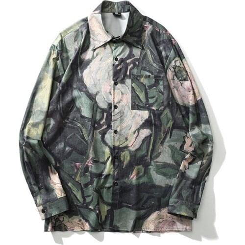 Men Shirt 2021 New Arrival Spring And Autumn Trend Loose Flowers Tie Dye Comfortable Male Shirt Thin Chinese Style S117