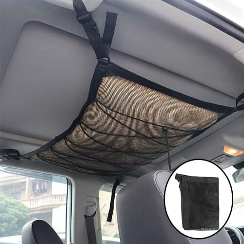 Car Roof Mesh Storage Bag Car Cargo Roof Bag Rooftop Luggage Carrier Black Storage Cube Bag For Travel SUV Van