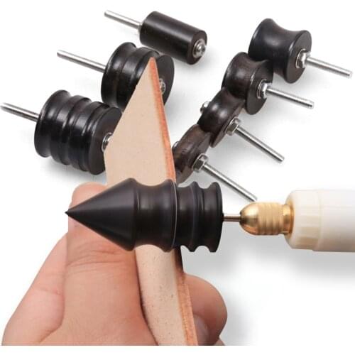 DIY Leather Grinding Tool Electric Polishing Bit Leather craft Edge Arch Groove Slicker Kit Sandalwood Head Grinding Head Set