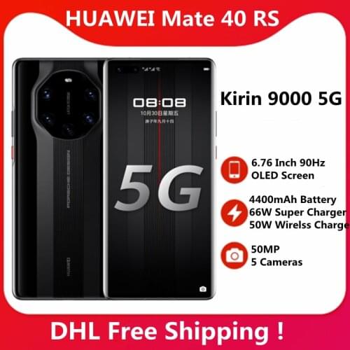 100% Original Huawei Mate 40RS 5G SmartPhone 6.76'' OLED 90Hz Screen 4400mAh 66W Super Charger 50W Wireless Charge NFC 50MP