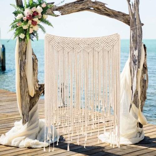OurWarm Macrame Wedding Backdrop Decoration Boho Cotton Rope Photo Booth Backdrop Wall Hanging Party DIY Supplies