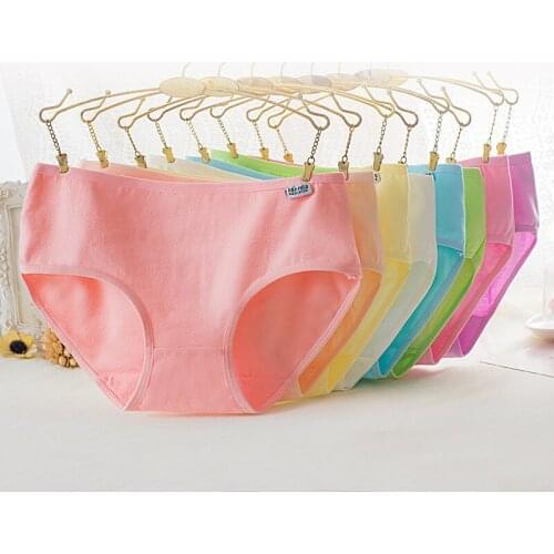 10pcs/lot Cotton Panties Women Comfortable Underwears Sexy Middle-Waisted Underpants Female Lingerie Big Size Ladies Briefs