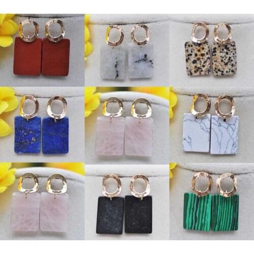 Z10829 25mm Oblong Coin DEMSTONE Dangle Earring