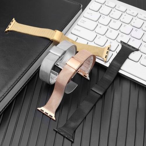 Replacement Iwatch6 / 5 / 4 / 3 / 2 / 1 Milan Refined Steel Personality Fashion Metal Sports Watchband Silver Black Rose Gold