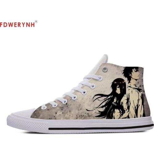 Womens Customized Casual Canvas Shoes Leisure Anime Steins Gate High Top Shoes Independent Design Women Breathable Custom Shoes