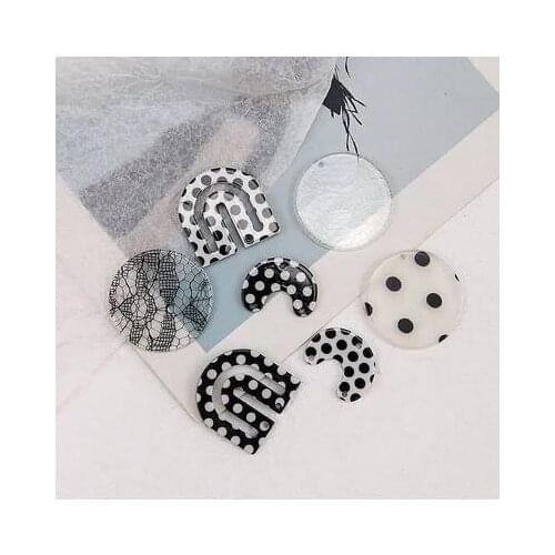 10pcs Retro Port Wind Classic Polka Dot Earring Geometric Round Earrings For Women Fashion Resin Pendant Diy Jewelry Accessories