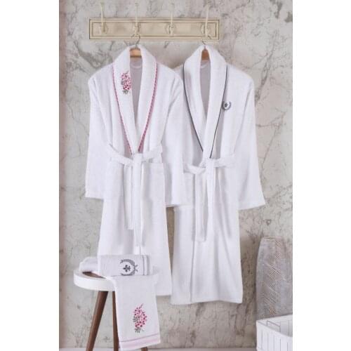 % 100 Cotton Bathrobe Towel Set 2 Pcs 50x90 Towel 2 x Bathrobe Set Soft Gown Midi Robe lounge