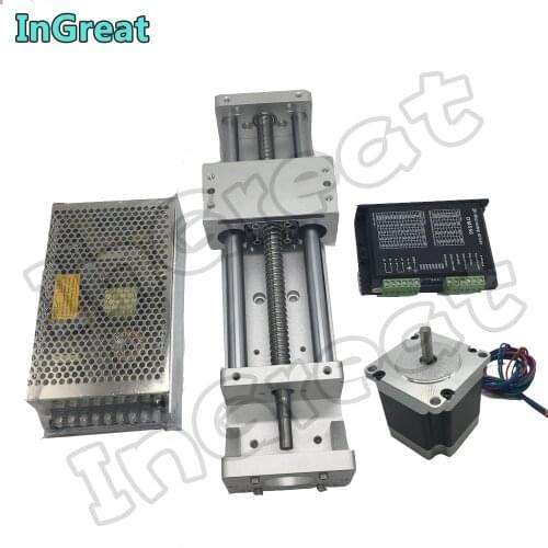 100MM 200MM Stroke Linear Module Sliding Table Cross Slide Linear Stage SFU1605 BallScrew Motion & Motor Driver & Supply Power
