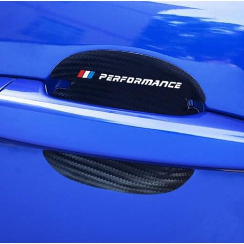 4 pcs of carbon fiber leather car door handle protection sticker,used for bmw x3 e30 e46 e60 328i x1 f32 accessories